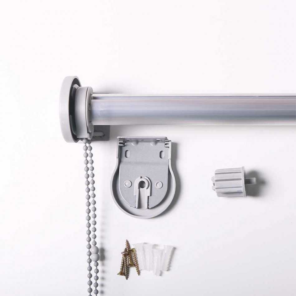 Estore de enrolar TELA cinza/bege e branca  com corrente