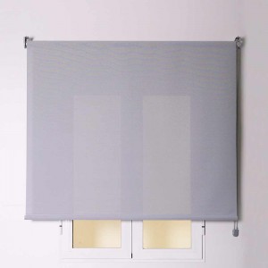 Estore de enrolar tela cinza e branca com corrente 2