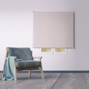 Estore de enrolar tela  bege com corrente