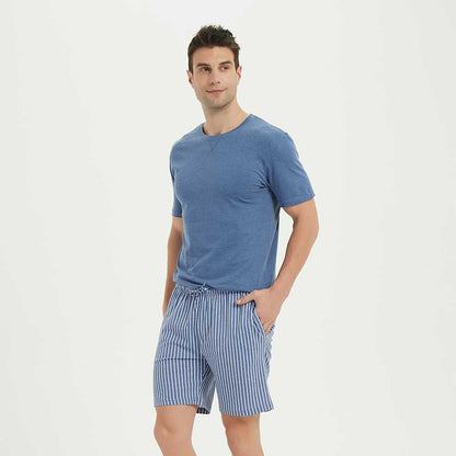 Pijama curto masculino Eliot em algodão índigo