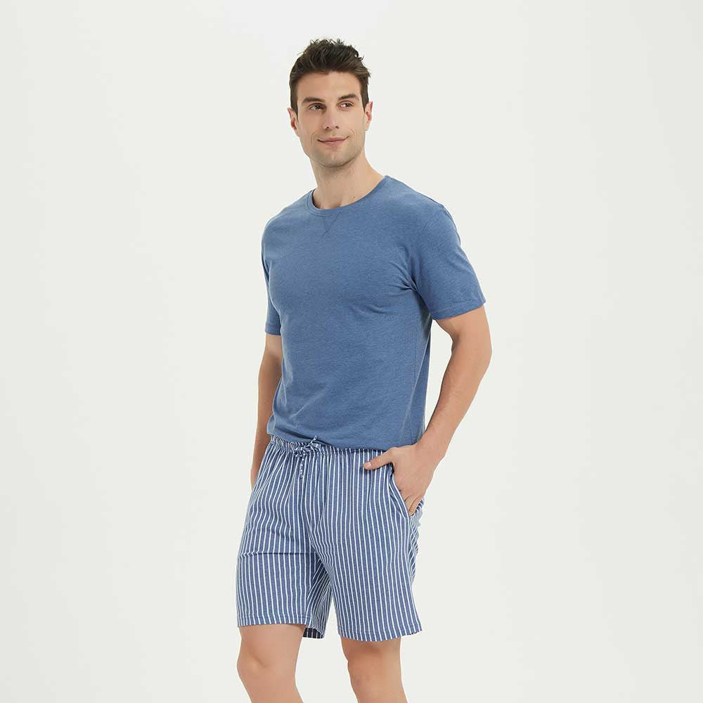 Pijama curto masculino Eliot em algodão índigo