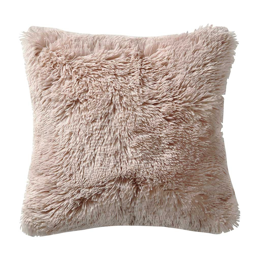 Almofada lisa para queixo com detalhes em pelos, 45x45 cm - capa + enchimento.