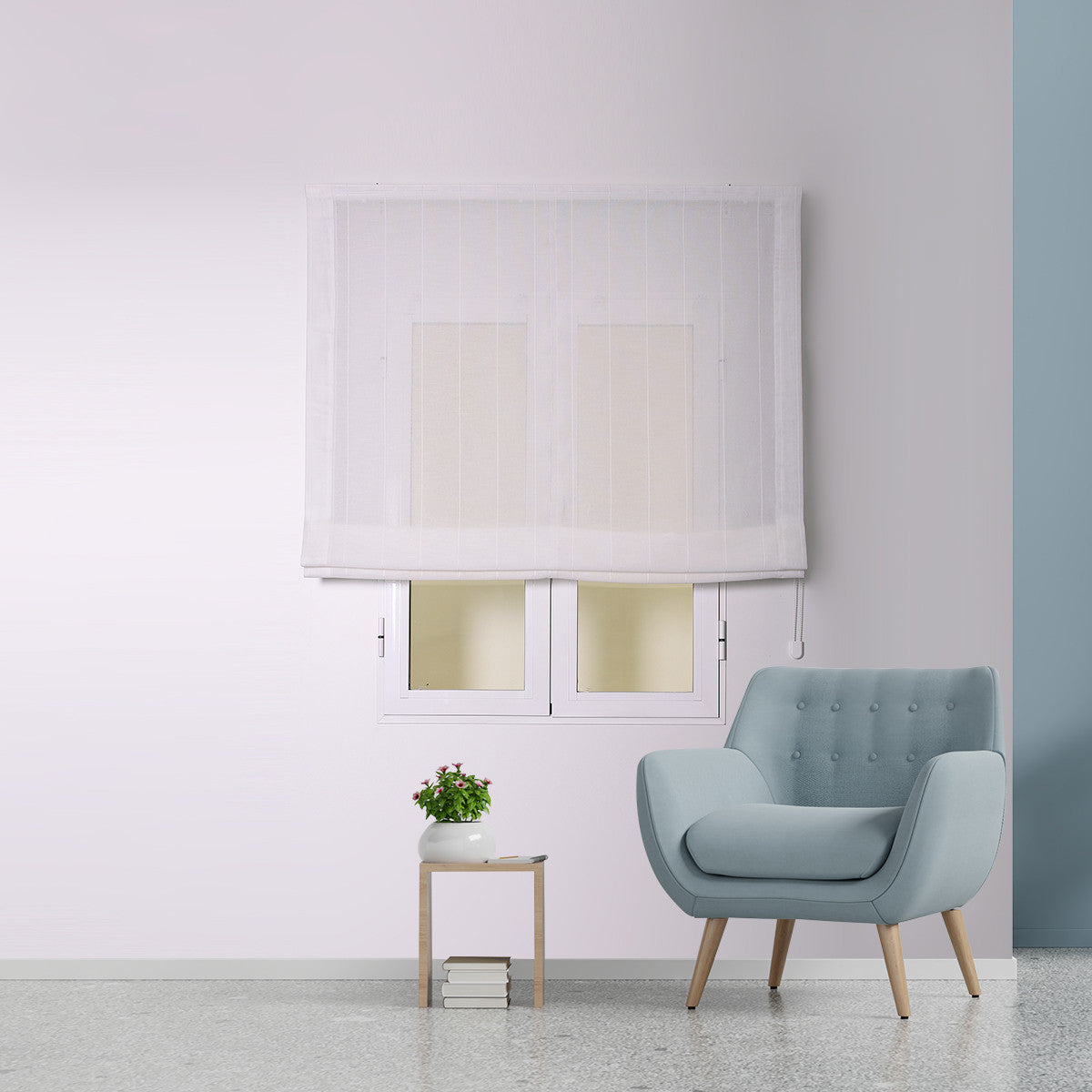 Cortina romana branca Style12 com corrente