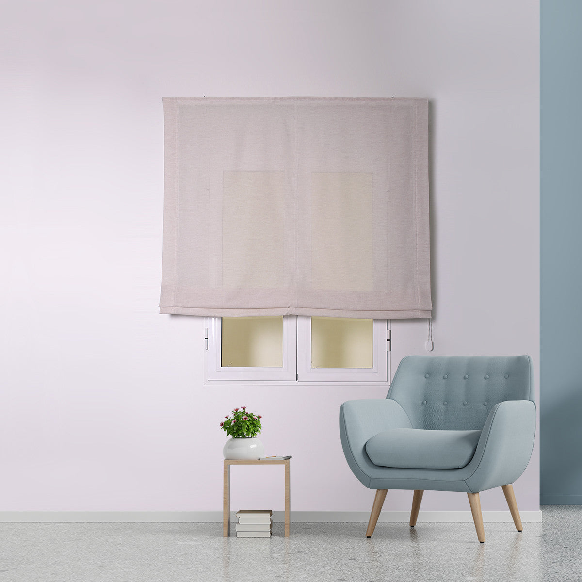 Cortina romana Montelino bege com corrente