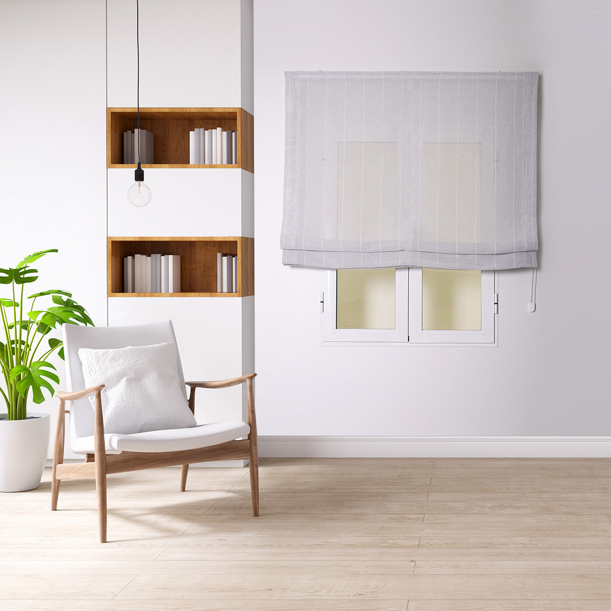 Cortina romana cinza Style32 com corrente