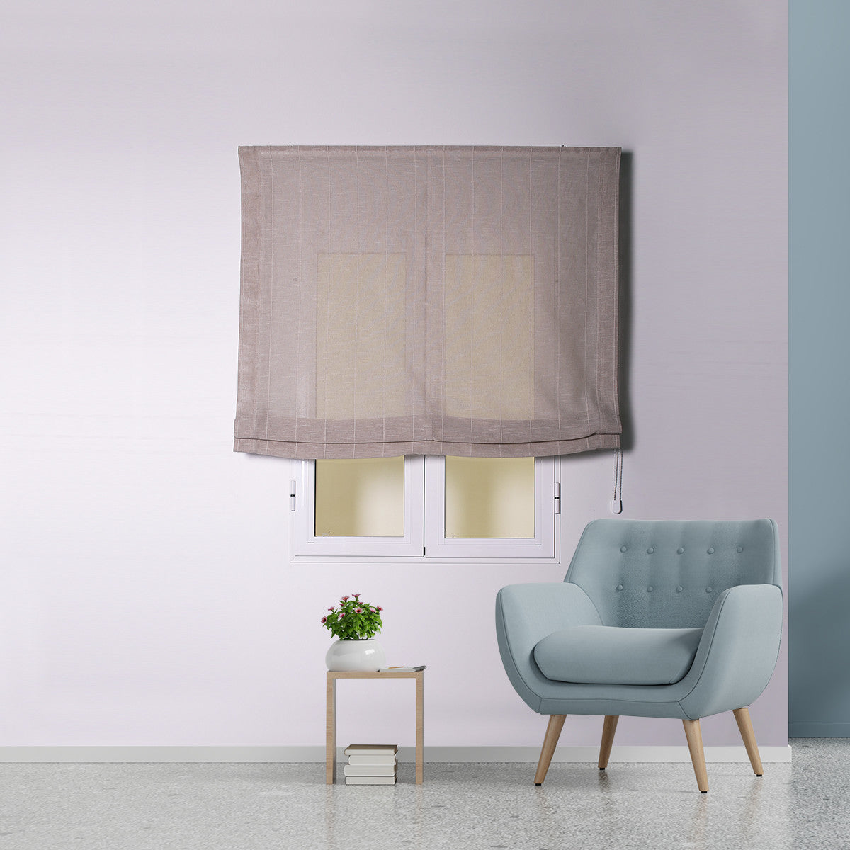 Cortina romana Style22 em linho com corrente.