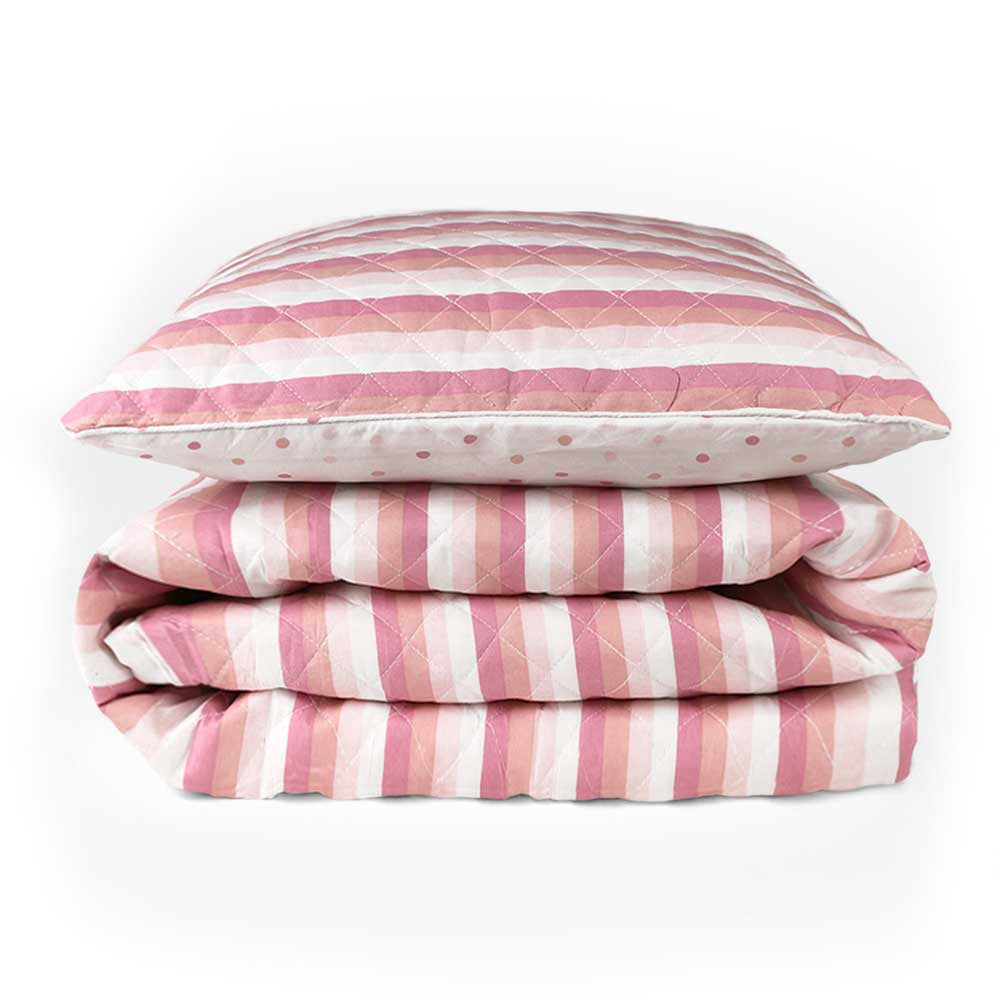 Colcha Nuria rosa listrada