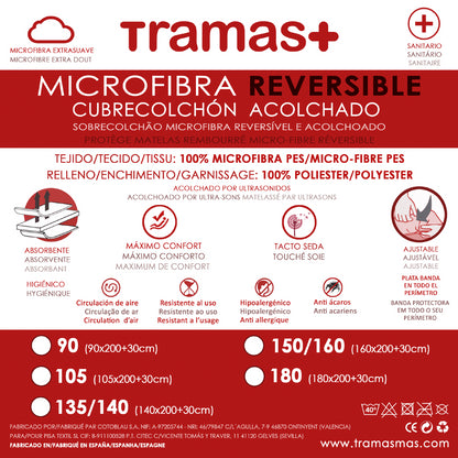 Capa de colchão reversível acolchoada em microfibra