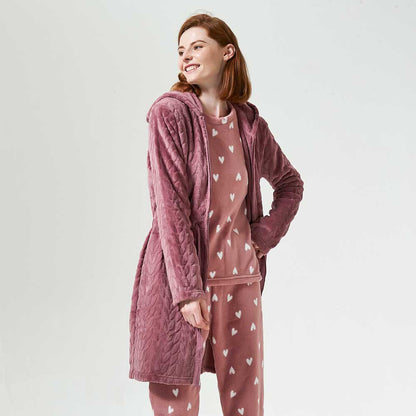 Robe de veludo Devoré liso com capuz.