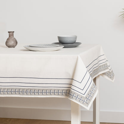 Toalha de mesa de algodão azul Heracles