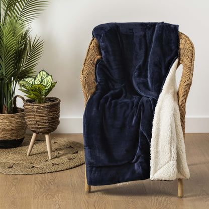 Manta velvet sherpa New azul marinho
