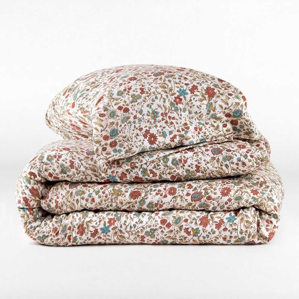 Capa de edredom de solteiro Daniela em flanela marrom