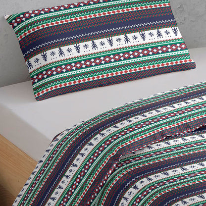 Capa de edredom de algodão natalina para solteiro