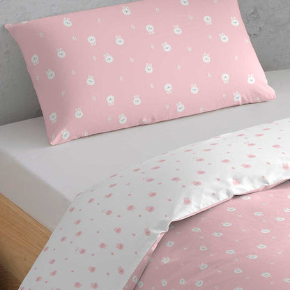 Capa de edredom de algodão rosa Conejito para solteiro