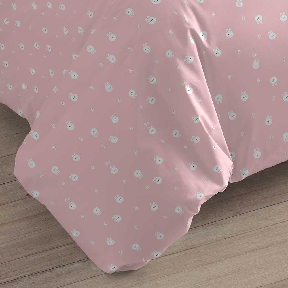 Capa de edredom de algodão rosa Conejito para solteiro