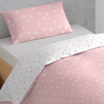 Capa de edredom de algodão rosa Conejito para solteiro