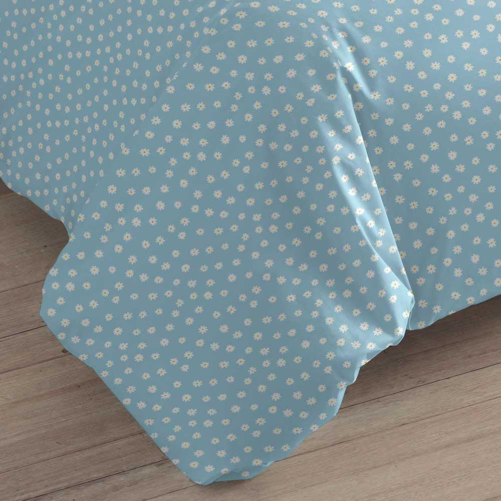 Capa de edredom de solteiro em algodão azul claro