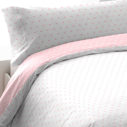 Capa de edredom de solteiro Nubecita rosa em algodão