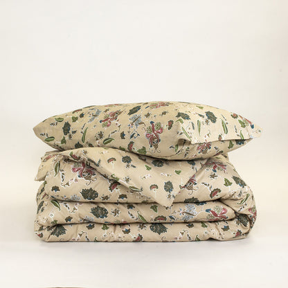 Capa de edredom de solteiro Maria, em algodão verde militar.