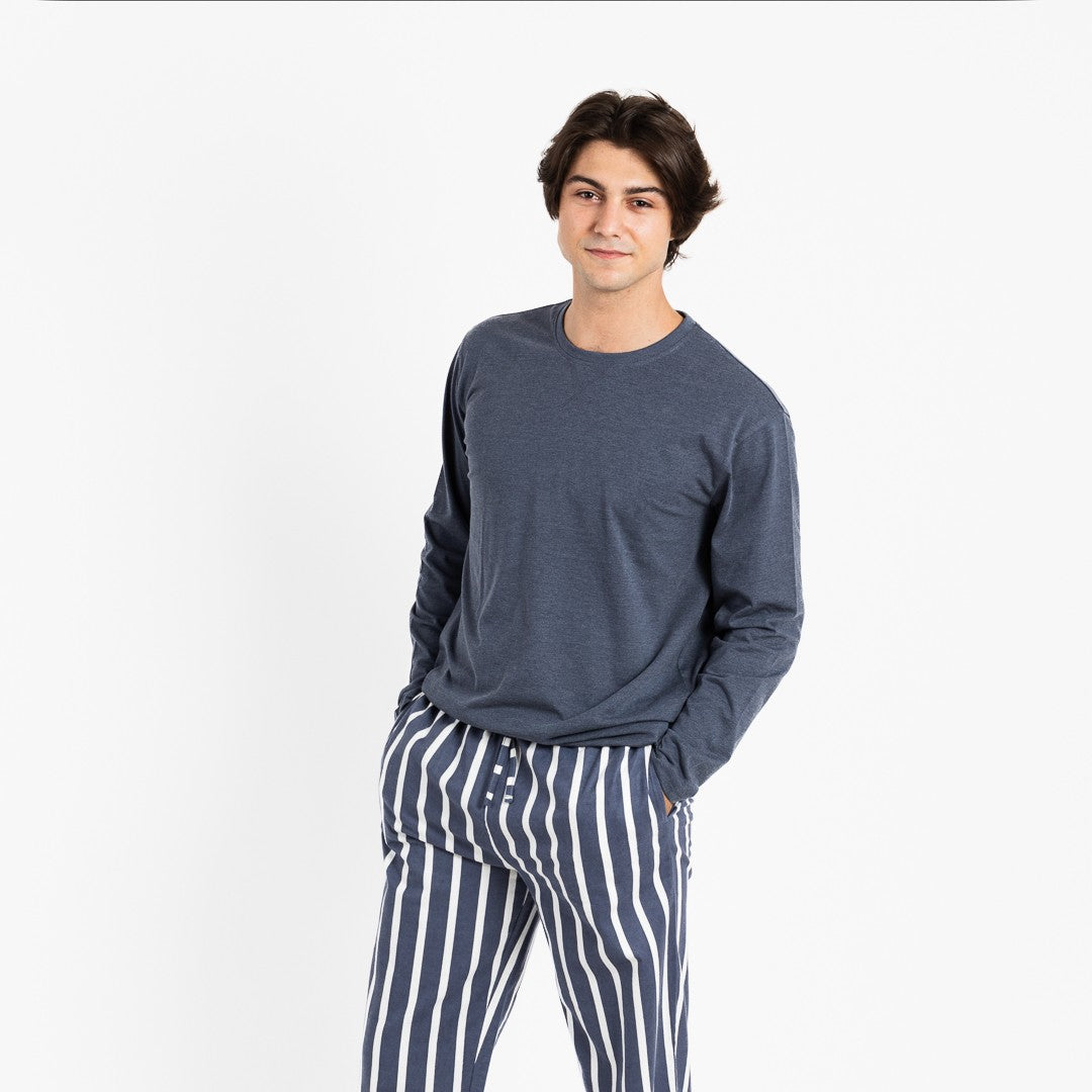 Pijama masculino de flanela azul Palermo