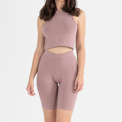 Conjunto esportivo feminino de calça culote lilás