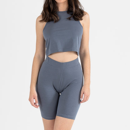 Conjunto de moletom feminino culote na cor índigo