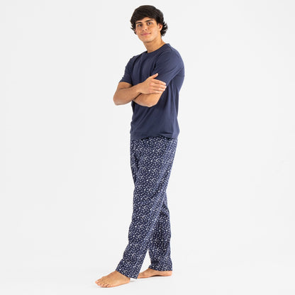Pijama masculino Yelco de manga curta azul marinho