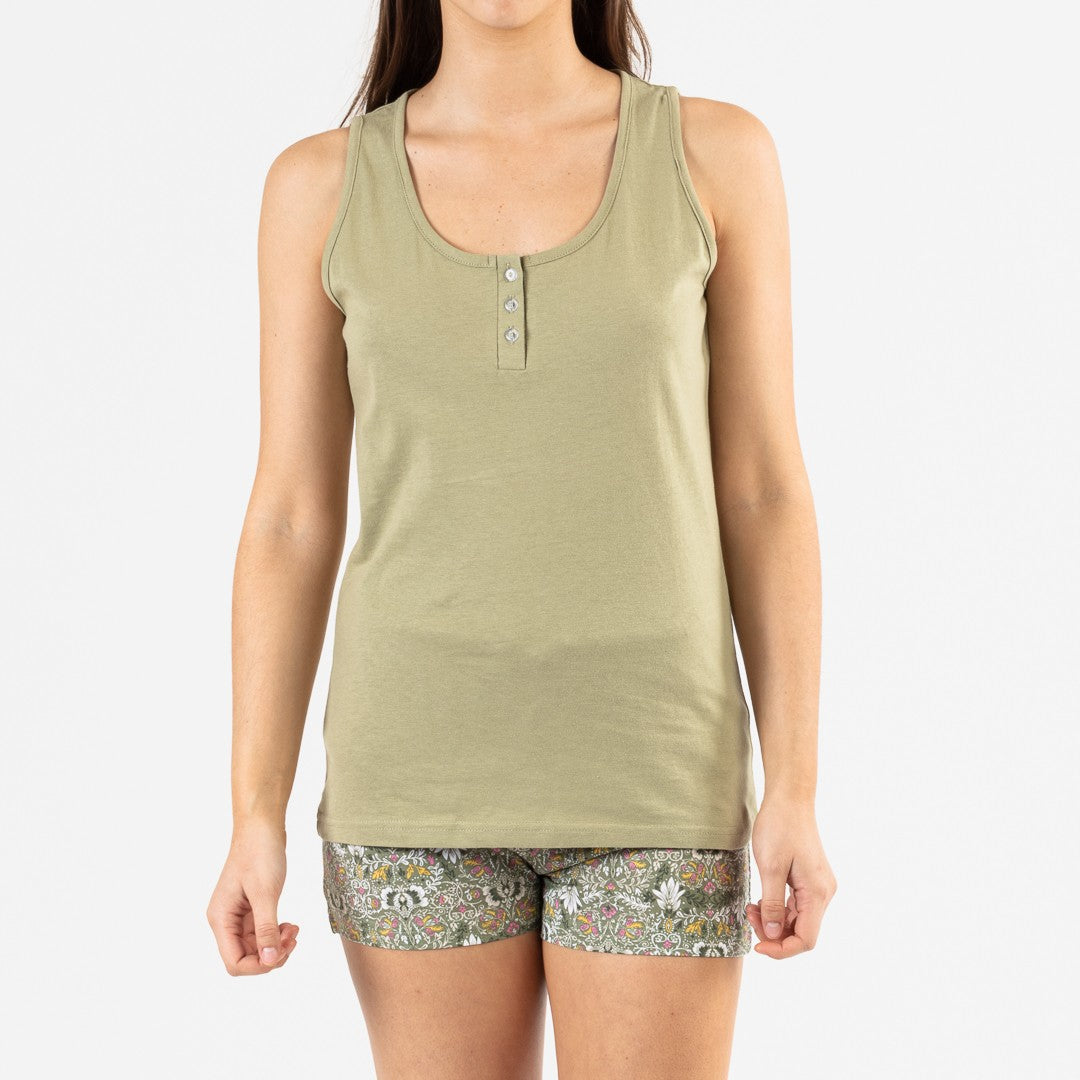 Pijama curto de algodão verde Grinn