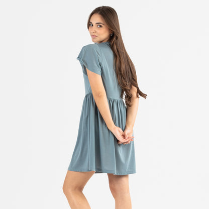 Camisola de dormir azul-petróleo de mangas curtas