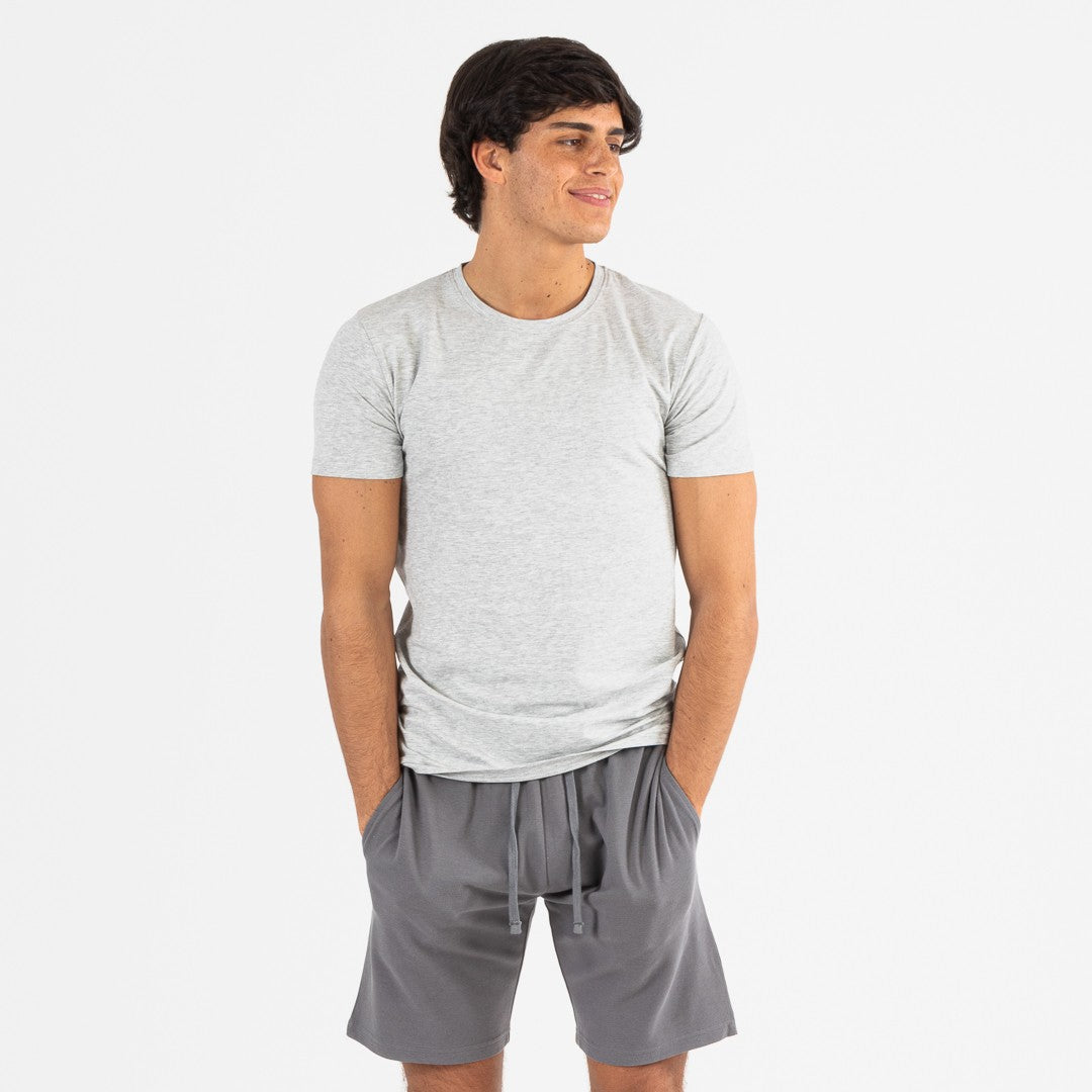 Conjunto de treino curto masculino, cinza - carvão