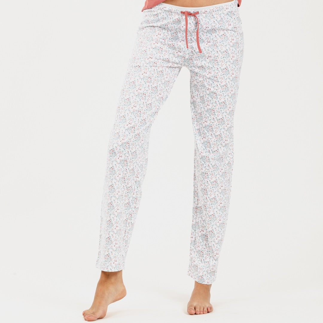 Pijama longo de algodão Lorena Marsala