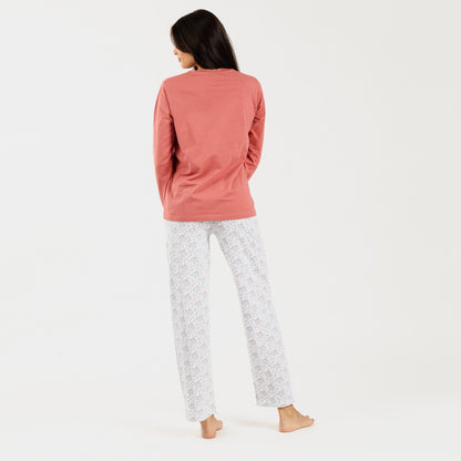 Pijama longo de algodão Lorena Marsala