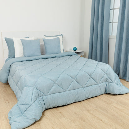 Edredom liso com efeito desgastado