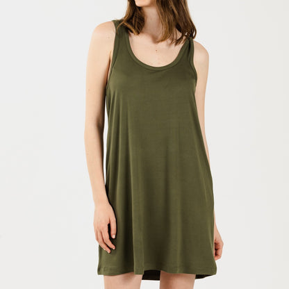 Camisola de malha acetinada com alças, verde-caça