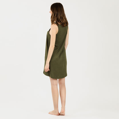 Camisola de malha acetinada com alças, verde-caça