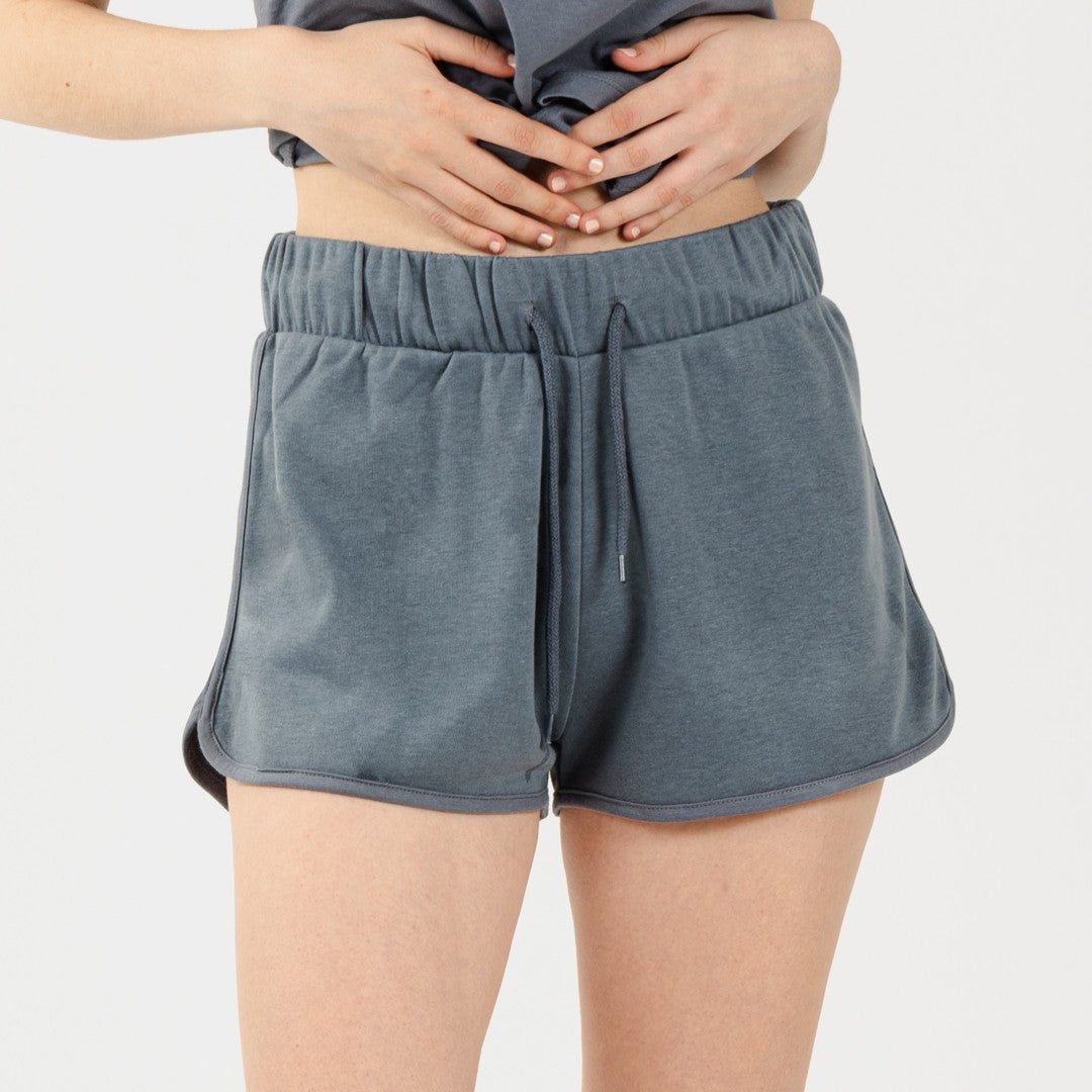 Conjunto de moletom feminino com shorts na cor índigo