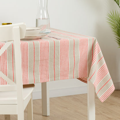Toalha de mesa listrada vermelha