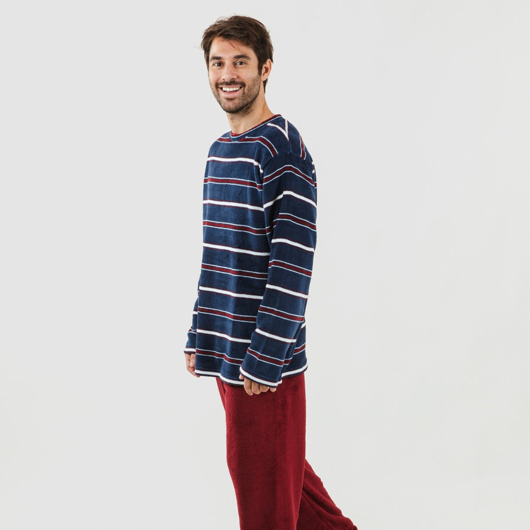 Pijama masculino Lucio cor de coral, cor bordô.