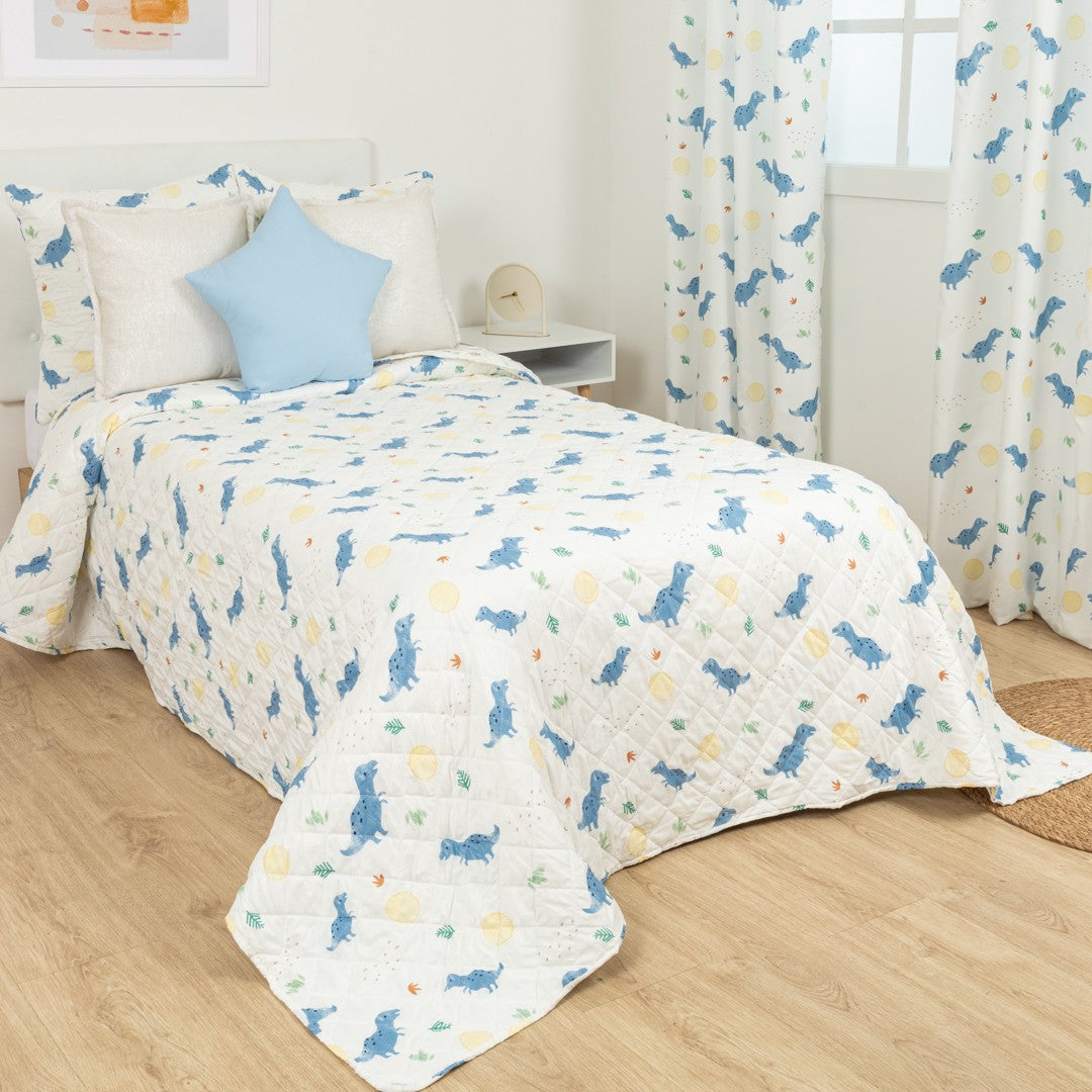 Colcha bouti Indigo dinosaur