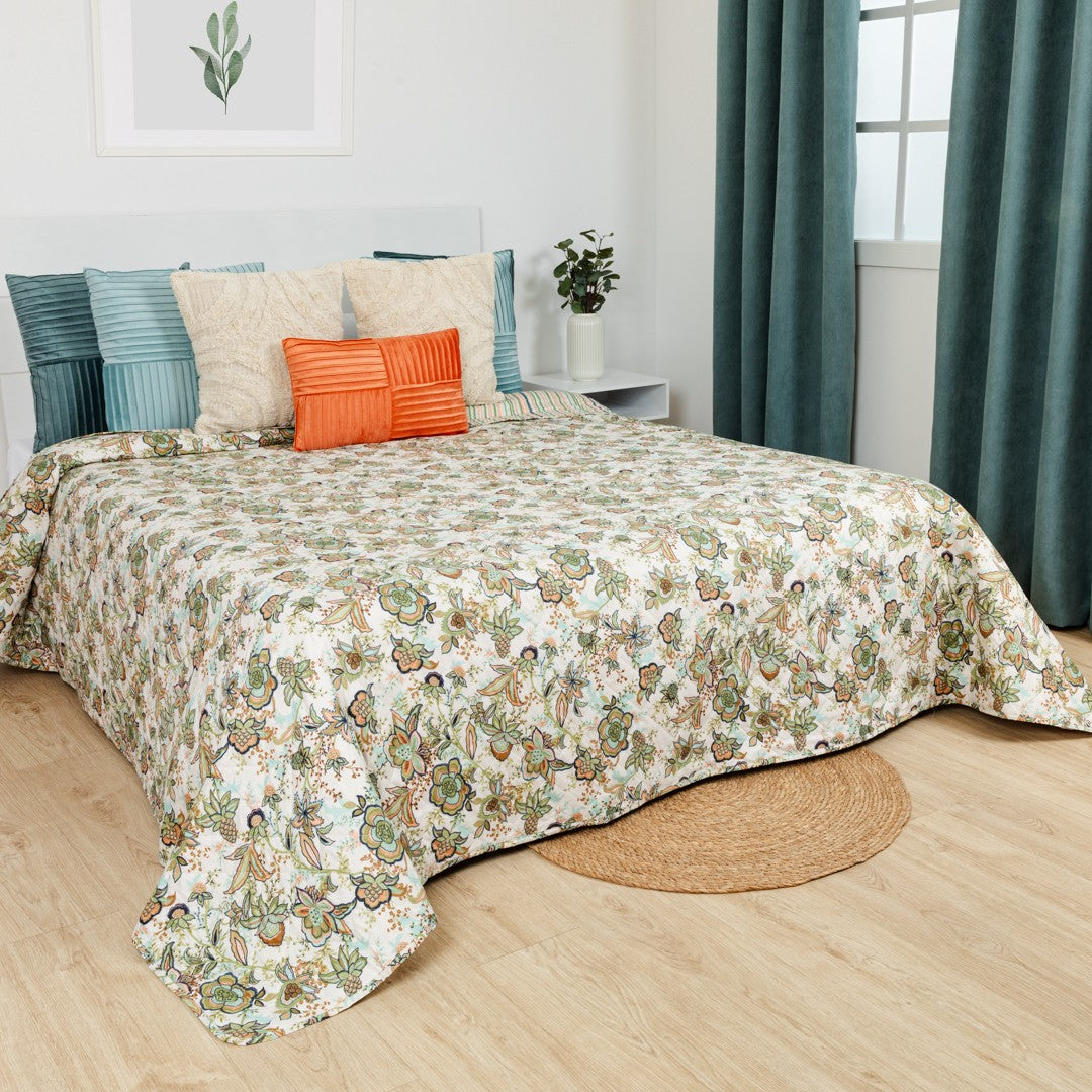 Colcha de cama Estefania verde para caça