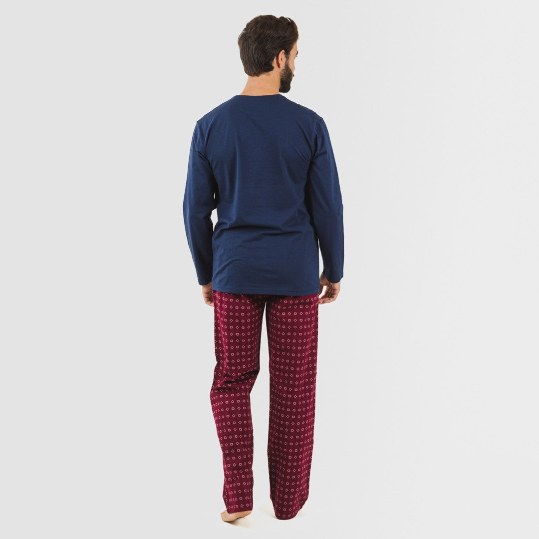 Pijama masculino de flanela Loui, azul marinho