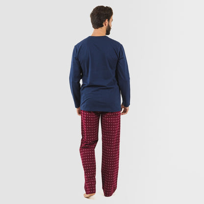Pijama masculino de flanela Loui, azul marinho