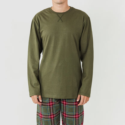 Pijama de flanela masculino, xadrez de caça verde Milton