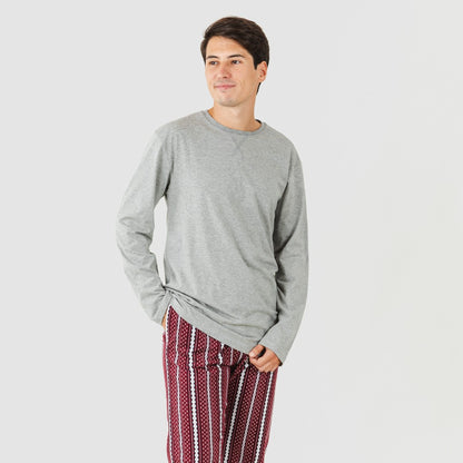 Pijama de flanela masculino Cronos, cor bordô