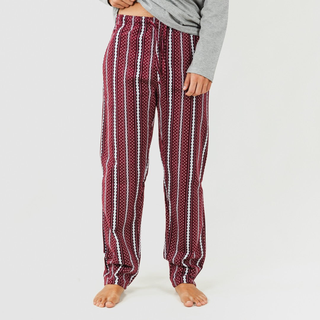 Pijama de flanela masculino Cronos, cor bordô