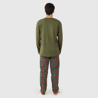 Pijama de flanela masculino, xadrez de caça verde Milton
