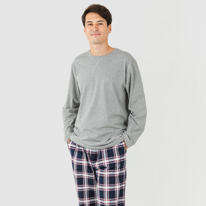 Pijama masculino de flanela, cinza com estampa Tarsus