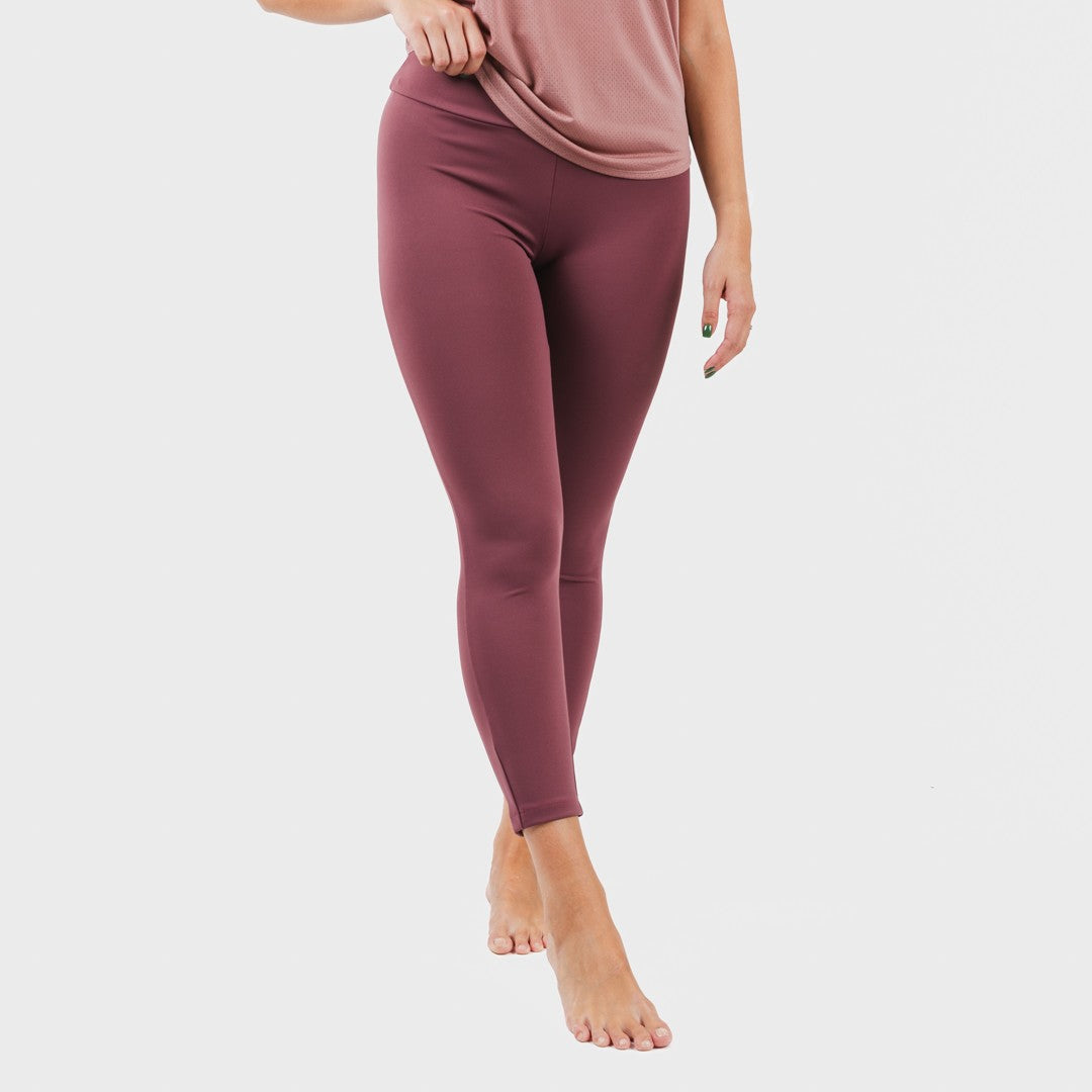 Conjunto esportivo feminino de leggings compridas na cor malva - berinjela