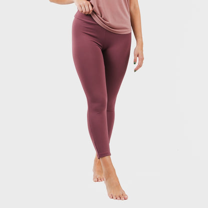 Conjunto esportivo feminino de leggings compridas na cor malva - berinjela