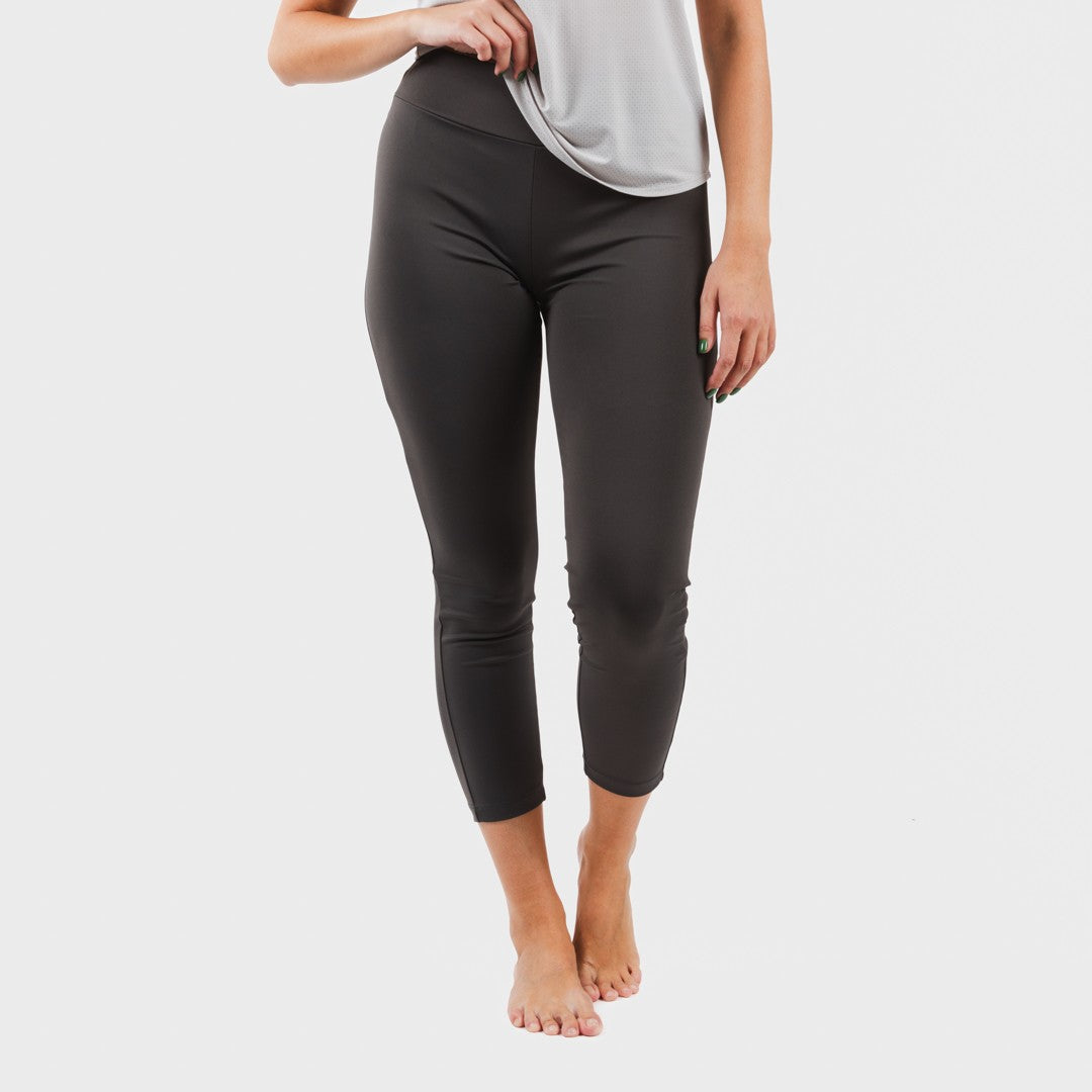 Conjunto esportivo feminino de leggings compridas, cinza pérola - carvão